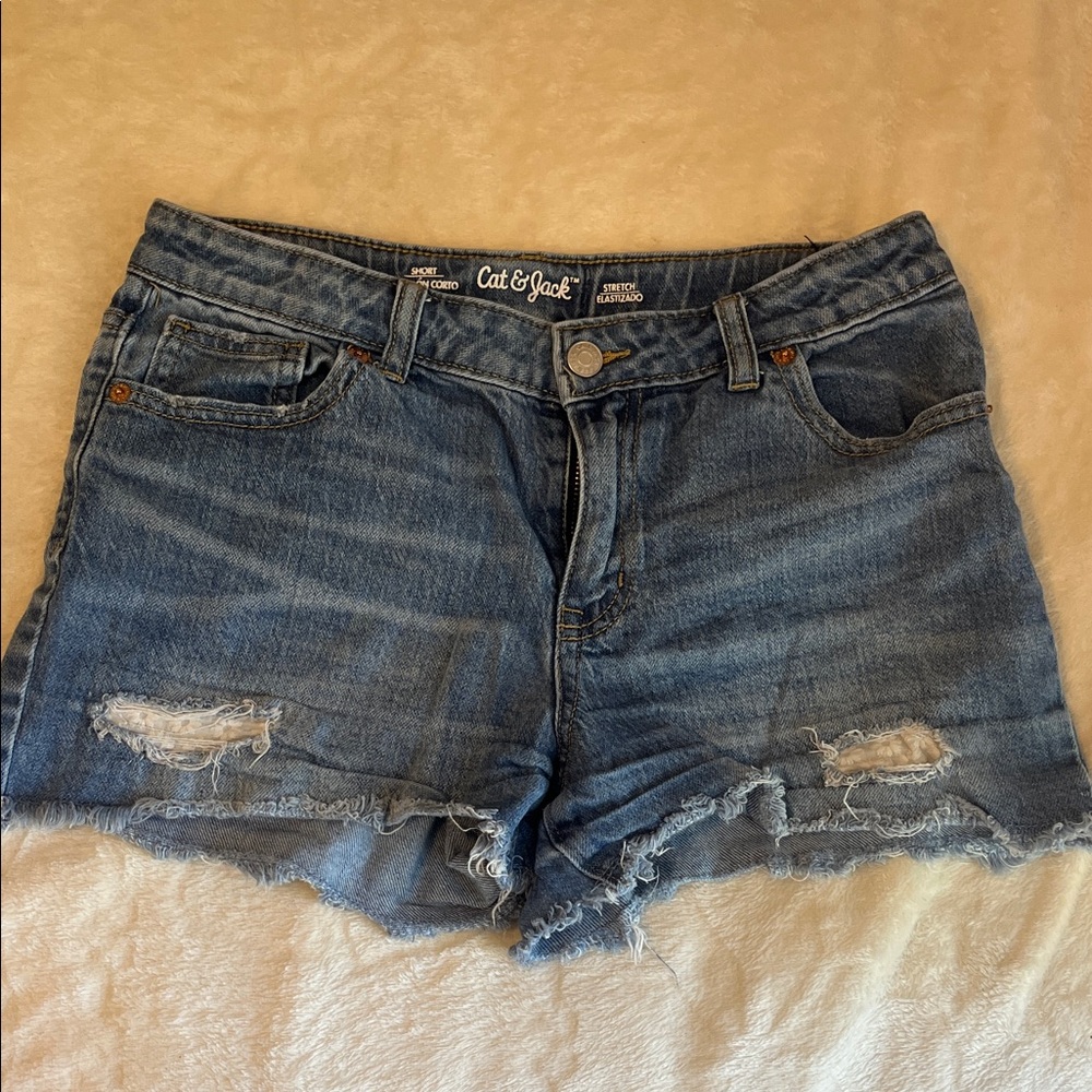 Cat & Jack Women's Distressed Blue Jean Shorts